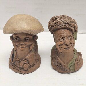 Small Lot Creola Gnome Mushroom Thomas Clark Cairn Studio Signed # Figurine 90s